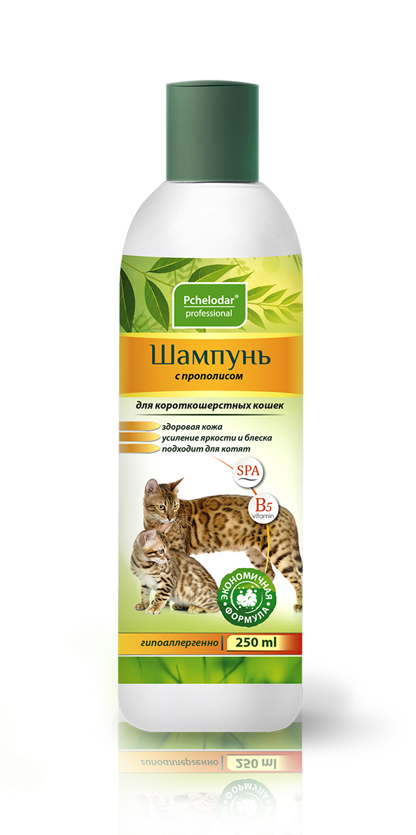 ШАМПУНЬ С ПРОПОЛИСОМ ДЛЯ КОРОТКОШЕРСТНЫХ КОШЕК